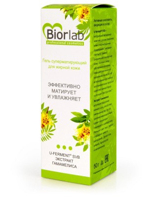 Гель суперматирующий BIORLAB для жирной кожи, флакон с дозатором, 50 г, арт. LB-25004