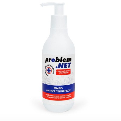 Антисептическое жидкое мыло PROBLEM.NET с бензалкония хлоридом, флакон с дозатором, 250 г, LB-14027